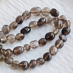 7mm天然茶晶散珠圆润小糖豆随形珠子有孔手工DIY串珠手链配件材料