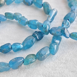 5*7mm天然蓝磷灰石竖孔随形散珠串珠DIY手工饰品配件水晶项链材料