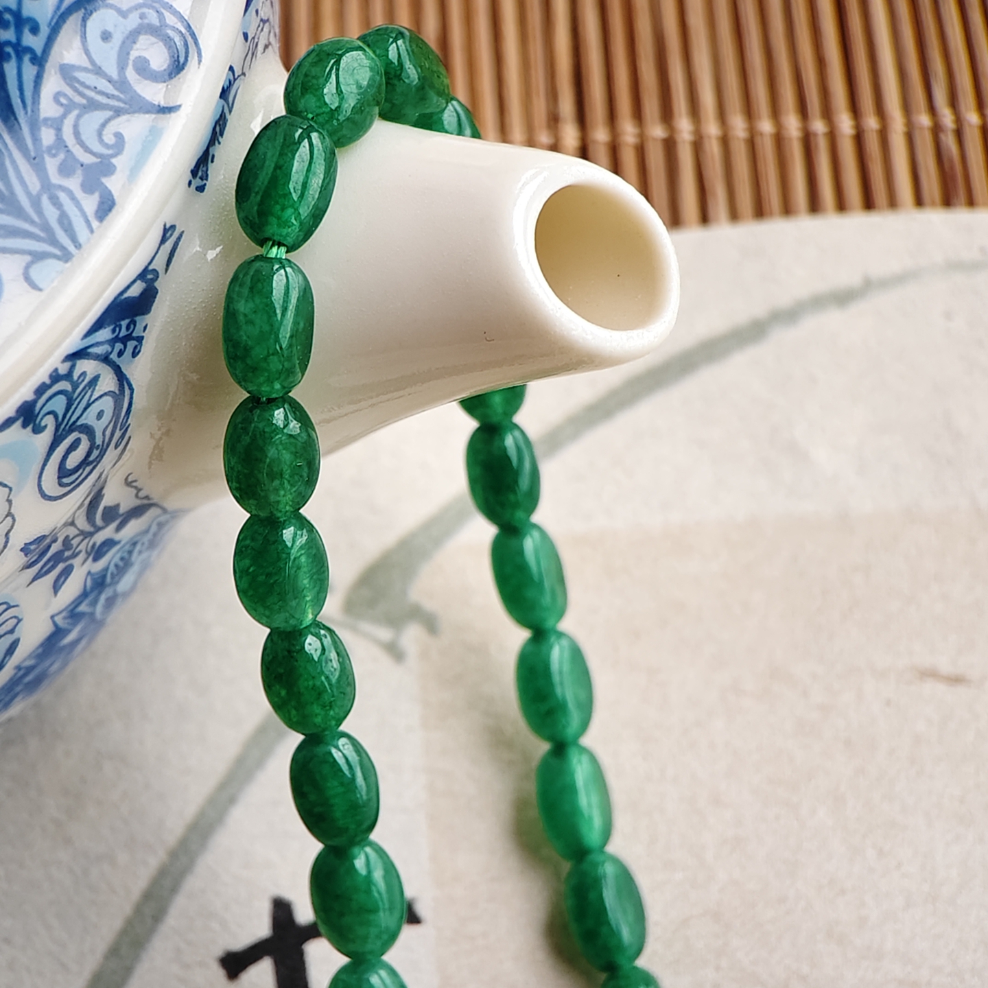 绿玉髓扁平珠散珠子4*7mm