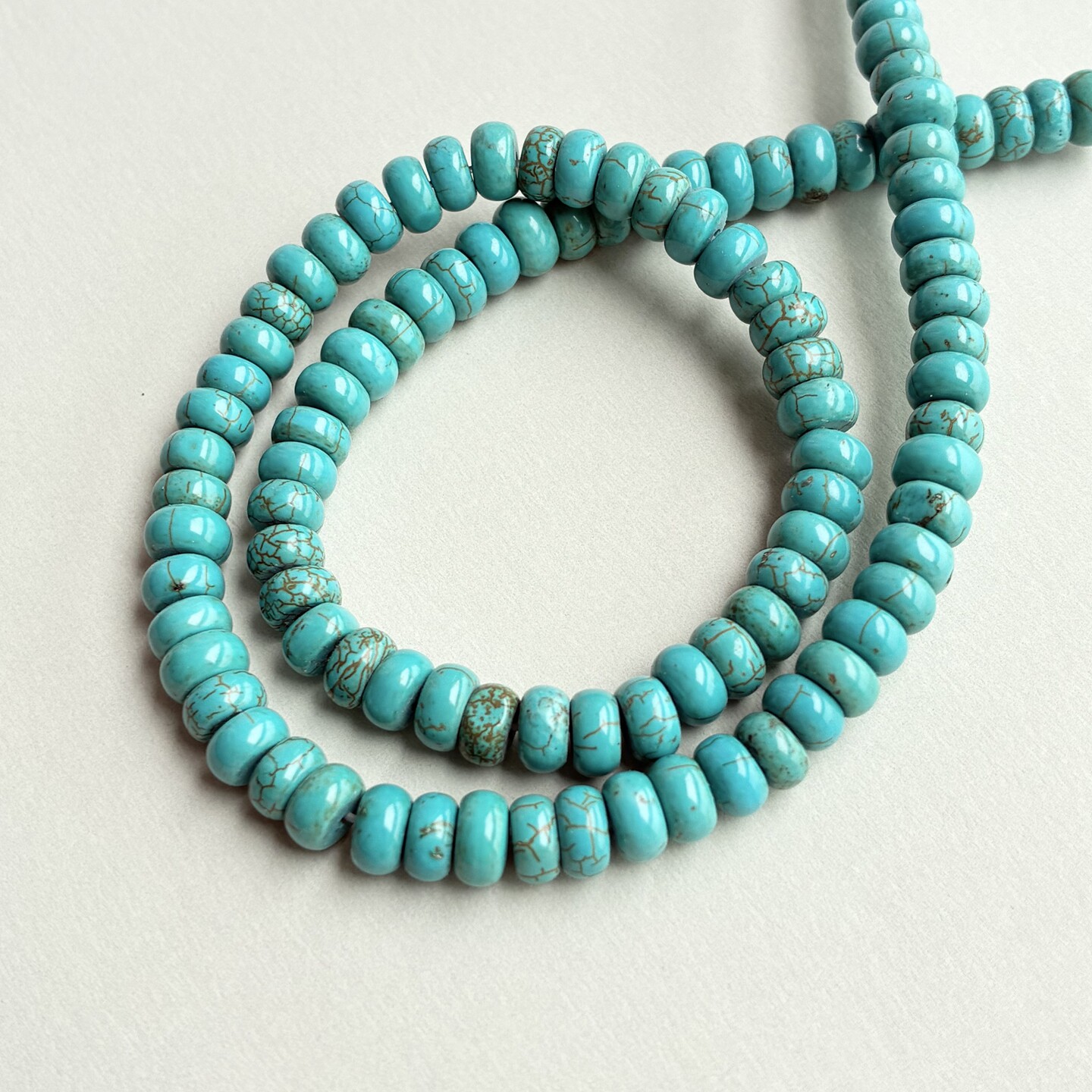 4-6mm天然绿松石算盘珠隔片散珠手工串珠DIY饰品材料手串配件