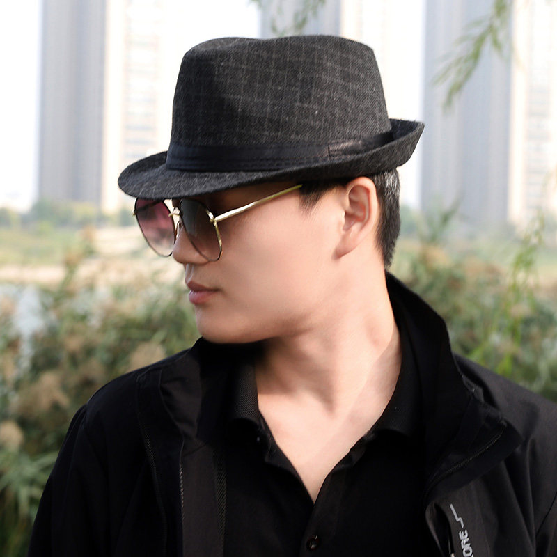 新款时尚格子爵士帽保暖绅士帽英伦休闲帽子礼帽男韩版潮