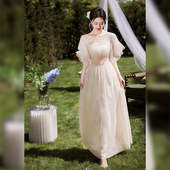 胖mm姐妹演出服学生礼服 高级小众大码 香槟色伴娘服女春款 2025新款