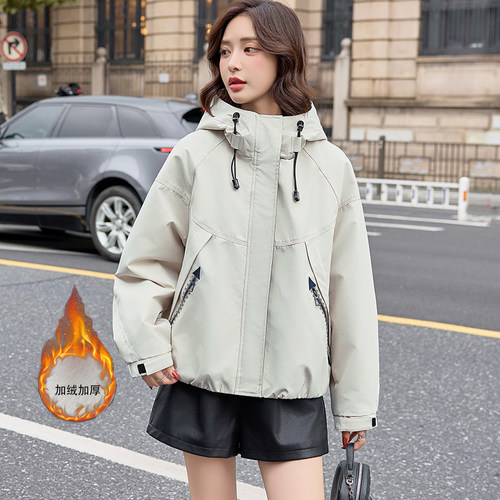 秋冬加厚加绒时尚连帽派克服外套