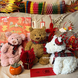 崽崽配饰苏格兰格子围巾巴塞罗熊围巾红格子 不含熊