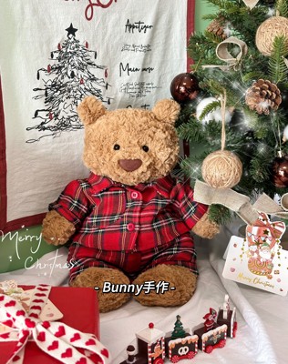 现货！巴塞罗熊红格子套装小熊衣服同款新品睡衣棉质娃衣