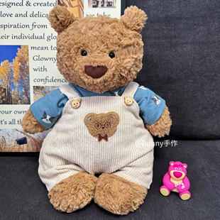 巴塞罗熊衣服背带裤 可爱小熊搭配打底T恤 灯芯绒连体裤