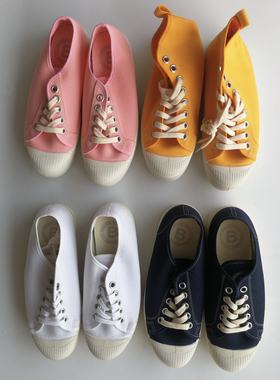 现货！B79法国正品Bensimon 厚底带鞋垫低帮脏旧休闲帆布鞋