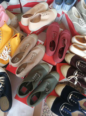 现货特价，法国正品22D限定Bensimon系带脏旧帆布橡胶网球鞋