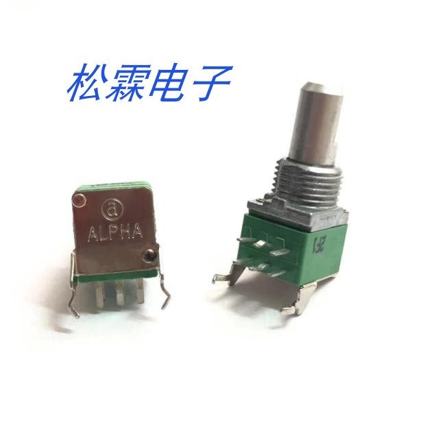 台湾ALPHA卧式双联09型A50K电位器轴长15MM 旋转音量功放调节控制