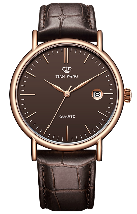 天王表沧海系列gs3874p/d玫瑰金日历商务男表 全国联保