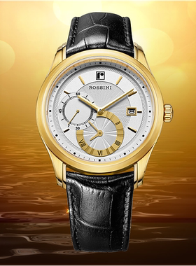 罗西尼表7615G01C闹钟日历防水男表全国联保原厂直发