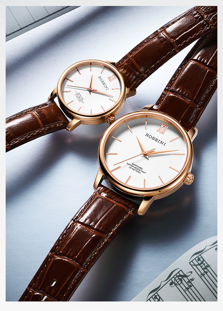 原厂发货ROSSINI罗西尼519903/519904G01D全钢防水情侣表全国联保