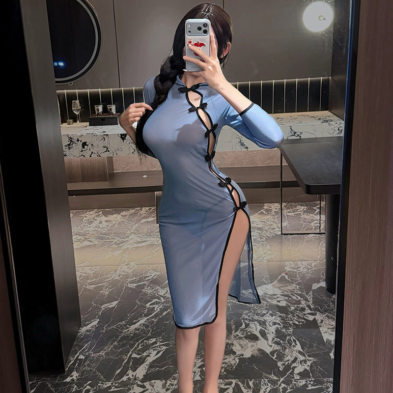 情趣内衣性感民国风旗袍制服诱惑激情透视网纱家居睡衣套装纯欲风