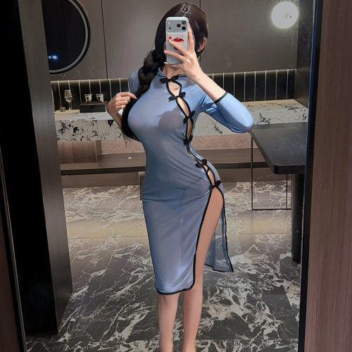 情趣内衣性感民国风旗袍制服诱惑激情透视网纱家居睡衣套装纯欲风