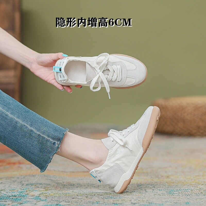 牛皮现货~香港the新款阿甘鞋女内增高小白鞋德训鞋li透气系列真皮