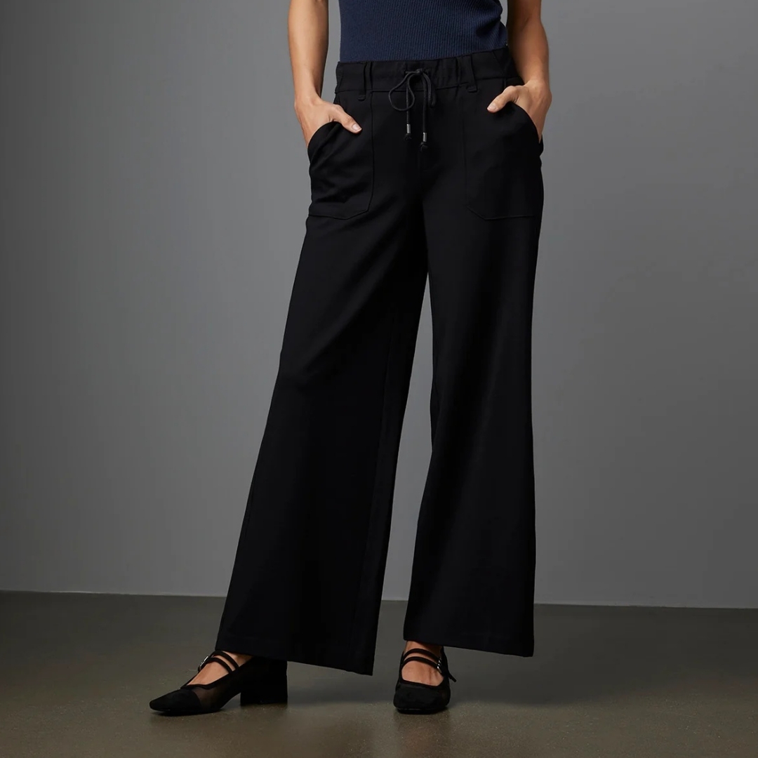 高腰高弹力亲肤透气休闲阔腿裤