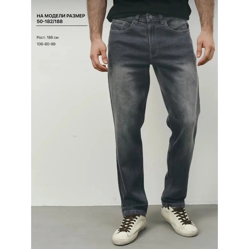 欧美秋冬厚实AN洗水灰直筒牛仔裤显瘦胖MM大码男裤弹力加厚加长裤