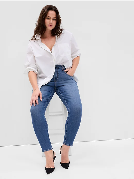 出口美单春弹力高腰修身小脚裤猫须纹牛仔裤显瘦提臀胖mm大码女裤