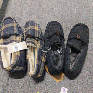 美单秋冬季新款时尚毛毛鞋鞋底厚实加绒保暖豆豆鞋棉鞋大码男鞋子
