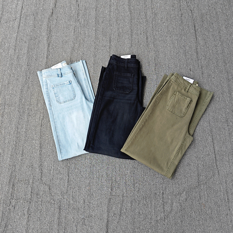 高腰阔腿牛仔裤长裤显瘦女裤