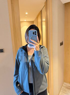 秋冬加绒加厚连帽外套女宽松显瘦百搭休闲上衣软壳冲锋衣情侣款
