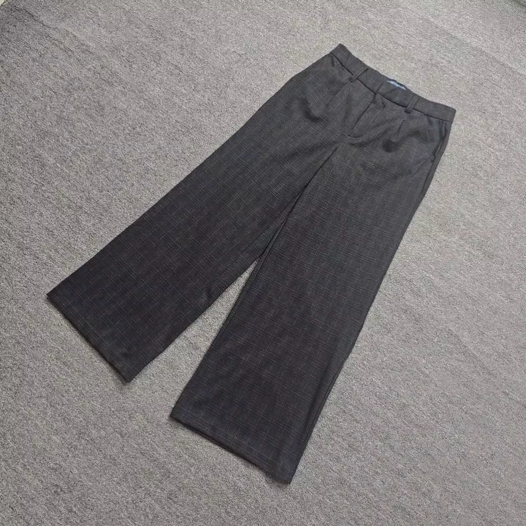 休闲显瘦马罗布高腰阔腿裤直筒裤