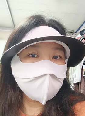 春夏冰丝骑行防晒口罩帽子一体式