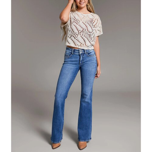 春秋高腰高腰弹力微喇牛仔裤女裤