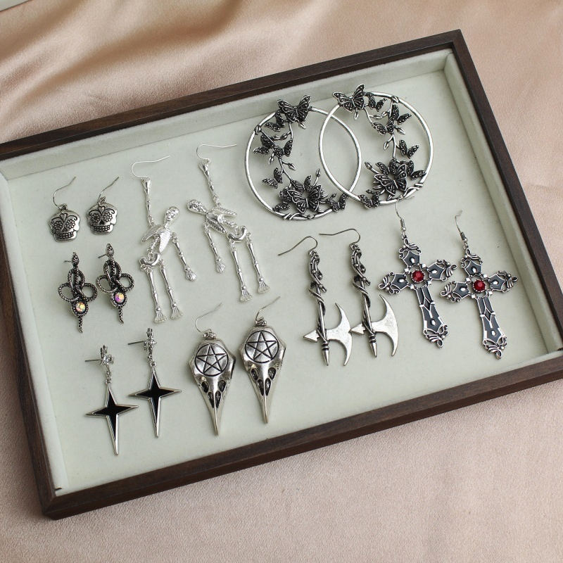 新款朋克风金属耳环复古十字架