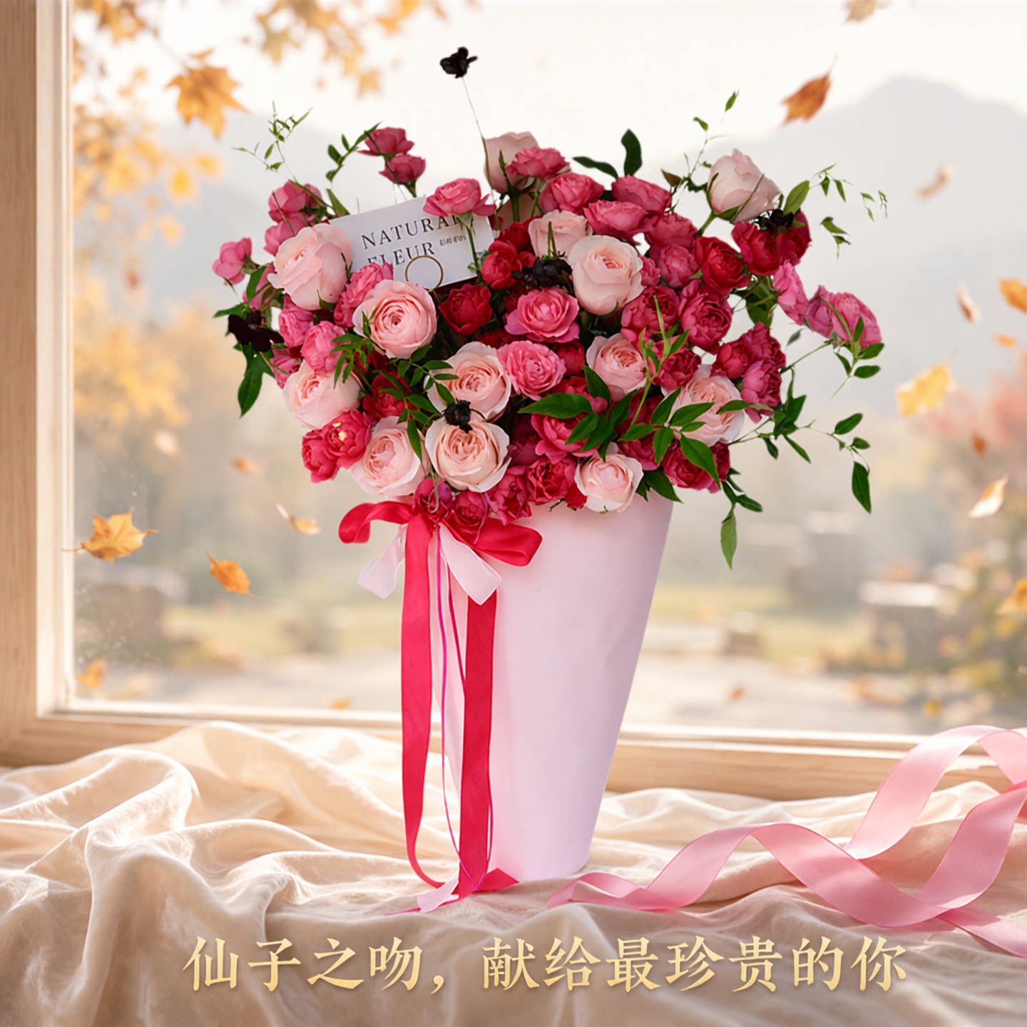 浪漫奶油风创意冰淇淋大花桶