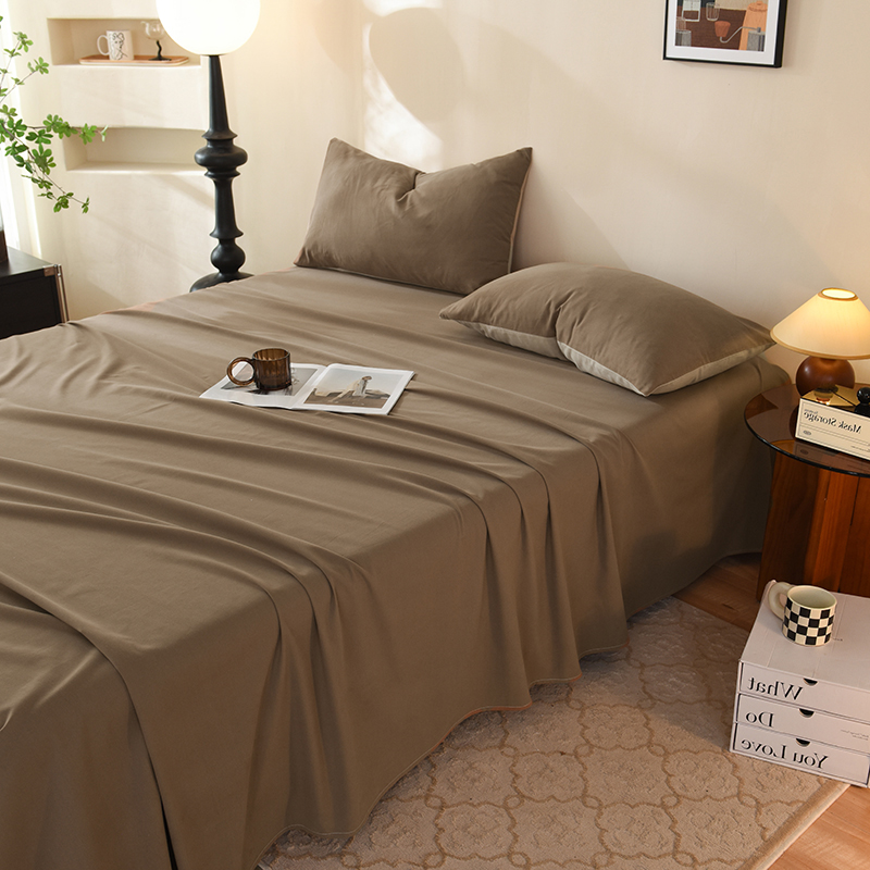 全棉加厚磨毛床单单件100纯棉简约纯色宿舍单人榻榻米被单三件套