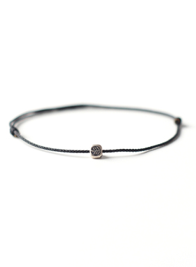 余笙原创 简约极细1MM黑色银饰手工编织手绳可调手链男女情侣学生