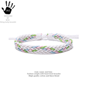 D简约天蓝棉麻彩色手链纯手工编织手绳男女情侣礼物幸运许愿绳