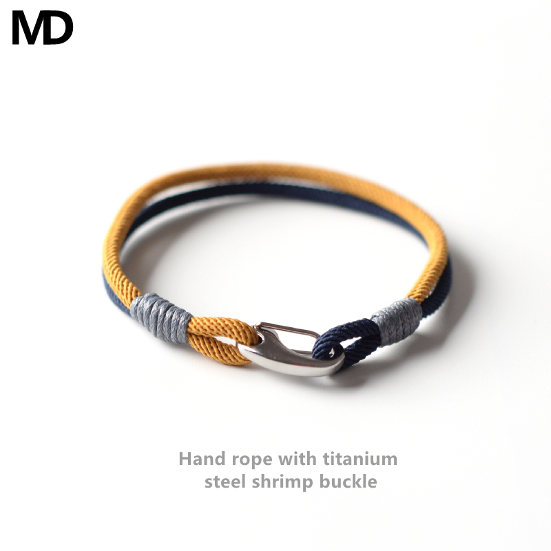 不锈钢虾扣简约拼色手工编织手绳