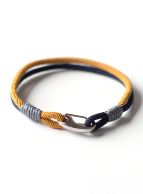 不锈钢虾扣简约拼色手工编织手绳