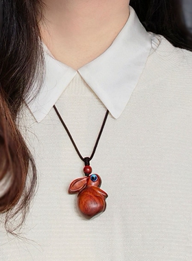 紫檀木兔子项链毛衣链