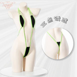 夏季性感沙滩美女紧身三点式高叉泳衣比基尼分体吊带一根绳连身衣