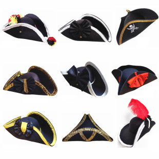 船长帽海盗帽拿破仑帽三角帽欧洲中世纪三角帽美国南北战争士兵帽