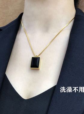 韩版时尚气质18k黑色水晶玫瑰金