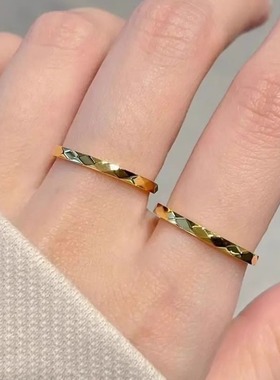 精致超闪多切面棱形戒指女简约冷淡风高级感设计素圈指环钛钢饰品