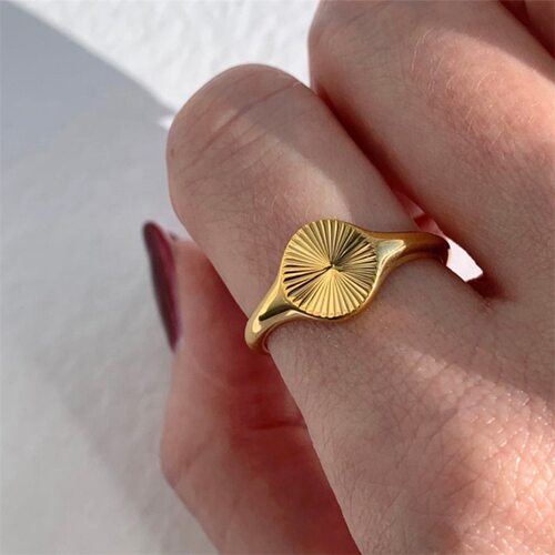欧美潮牌复古金色ins圆形花朵