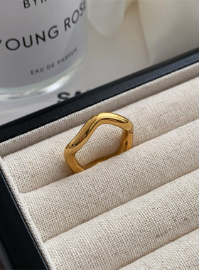 几何弯曲戒指指环女ins潮时尚复古个性冷淡风欧美简约波浪食指戒