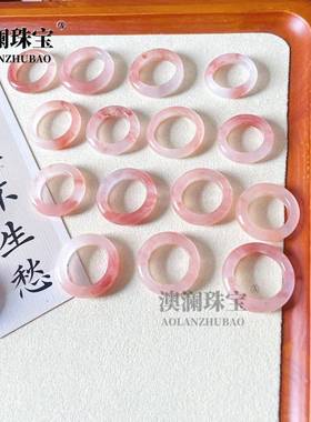 本命年手持跑环甜美指环桃花酿少女粉色戒圈新疆丝玉戒指礼物