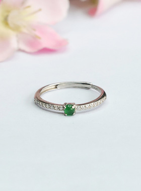本命年眷钰 S925银镶天然翡翠戒指冰种帝王绿玉石F3032101礼物