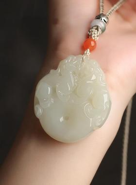 本命年和田玉双貔貅吊坠男项链女款皮休招财转运挂件平安扣玉石饰