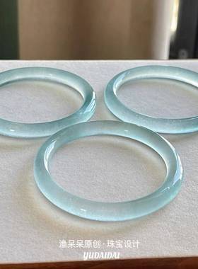 本命年保真保冰蓝水石英岩玉玉镯翡翠色浅绿冰种淡绿色缅甸玉镯礼