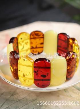 本命年琥珀手串多宝手排老新蜜蜡血珀蓝珀白蜜手镯手链礼物