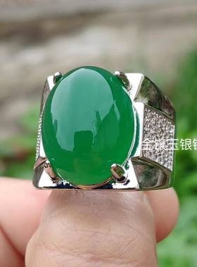本命年玉扳指冰种绿玉髓超霸气男戒指活扣可调节大号翡翠玉石指环