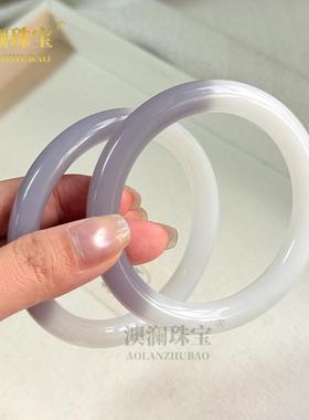 本命年高新疆外蒙料紫罗兰手镯半紫半白玉石手镯女款紫罗兰玉镯子