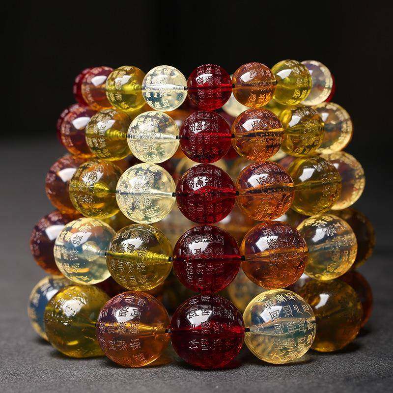 本命年大悲咒多宝手串蜜蜡琥珀茶珀蓝珀血珀108颗佛珠男女款礼物